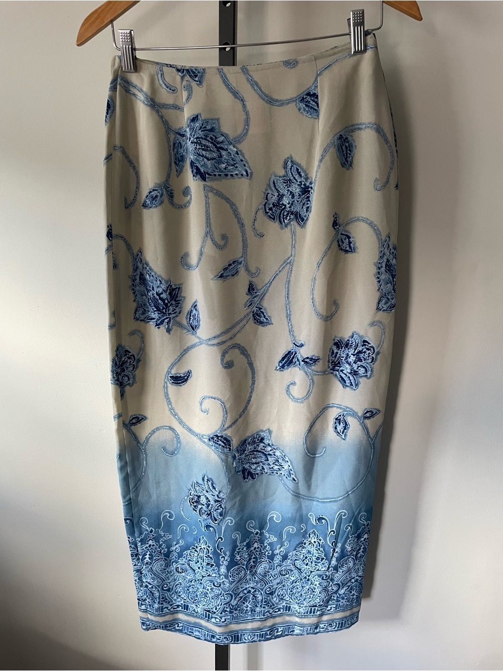 90s Y2K Vintage M Collection Floral Border Faux Wrap Maxi Skirt Size 7